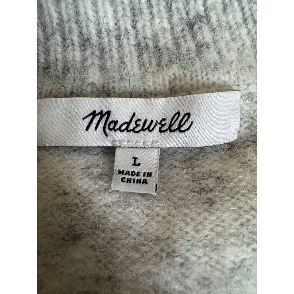 2/$30 Madewell Vinson Shawl-Collar L Pullover Sweater Heathered Stonewall Gray - Picture 3 of 14